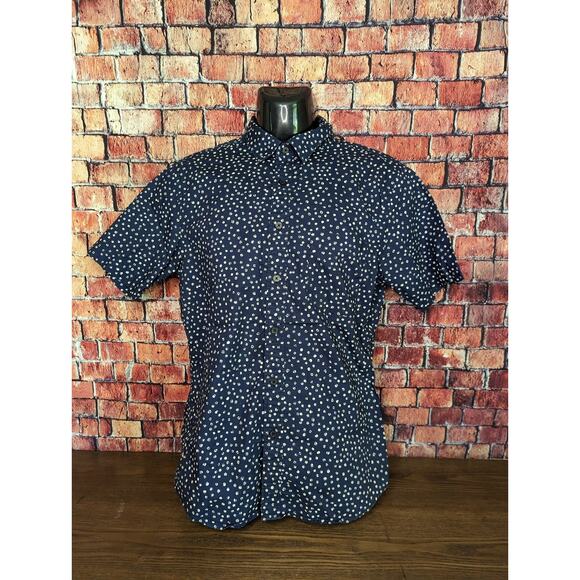Uniqlo Shirt Men's Navy Polka Dot Cotton Button Up Size M - Picture 2 of 6